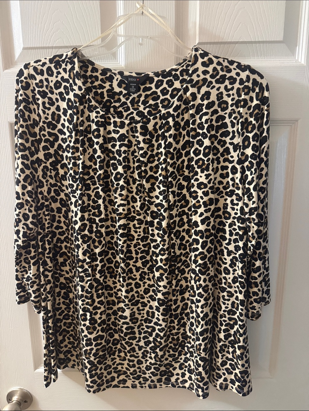intro. Leopard Print Tunic Top - Black & Cream